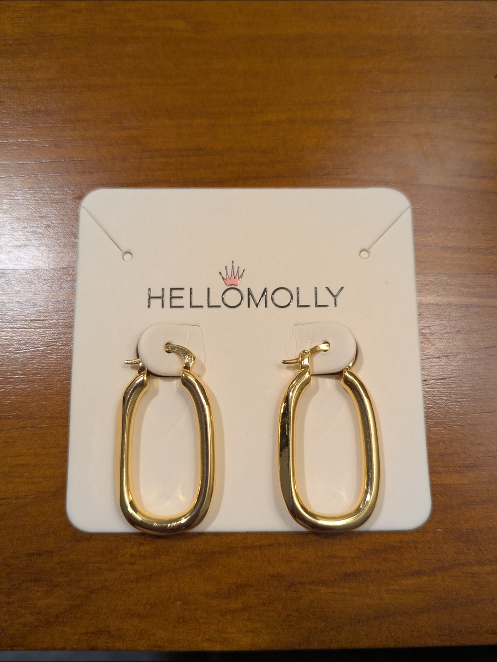 Hello Molly Gold Oval Hoop Earrings